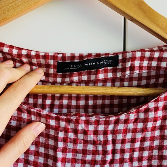 Zara Red Gingham Dress - Picture 3 of 7